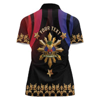 Personalized Haiti And Philippines Women Polo Shirt Haitian Filipino Heritage Crest