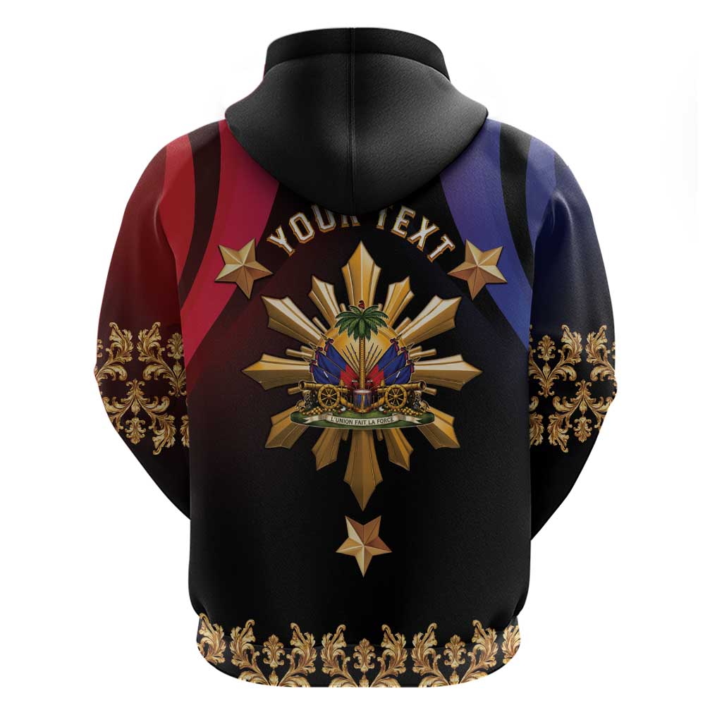 Personalized Haiti And Philippines Zip Hoodie Haitian Filipino Heritage Crest