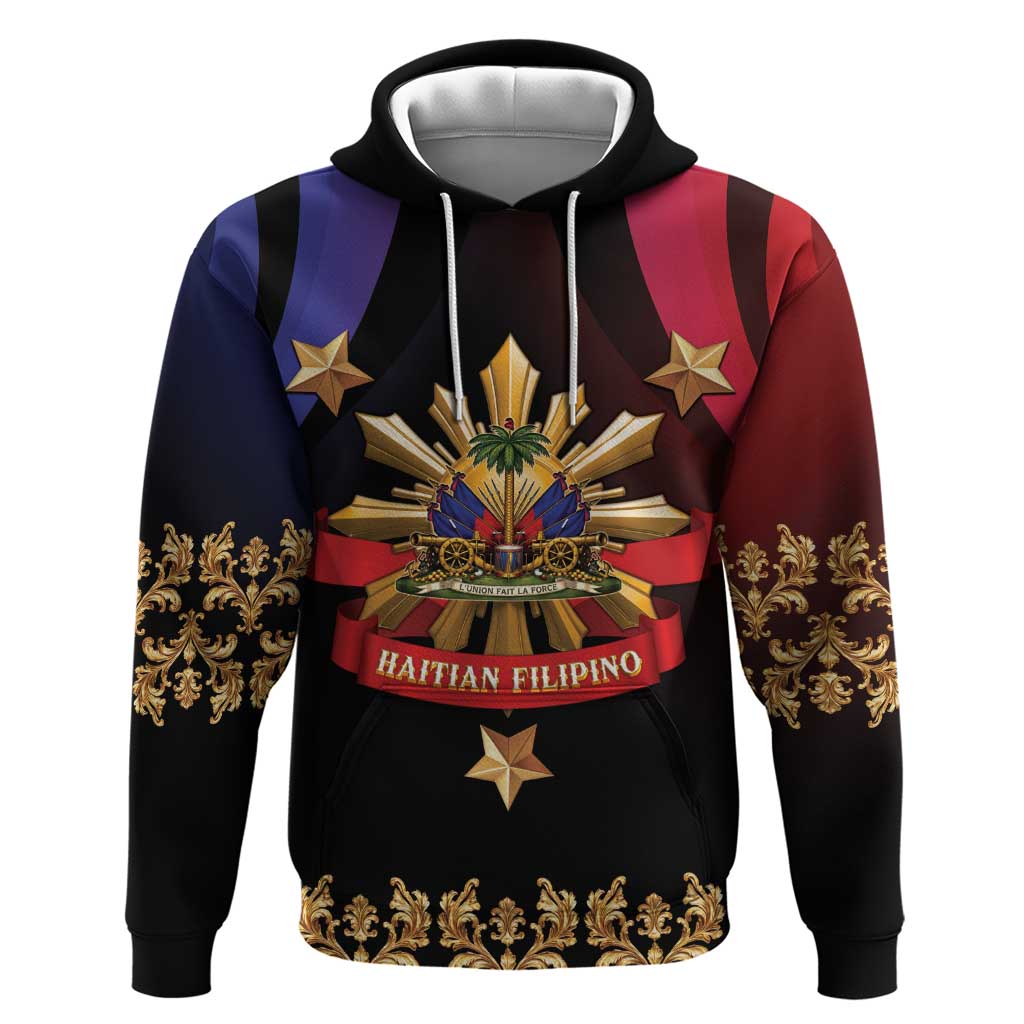 Personalized Haiti And Philippines Zip Hoodie Haitian Filipino Heritage Crest