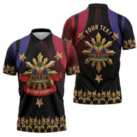 Personalized Haiti And Philippines Zipper Polo Shirt Haitian Filipino Heritage Crest