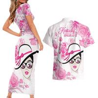 Kentucky Horse Racing Couples Matching Short Sleeve Bodycon Dress and Hawaiian Shirt Fancy Ladies