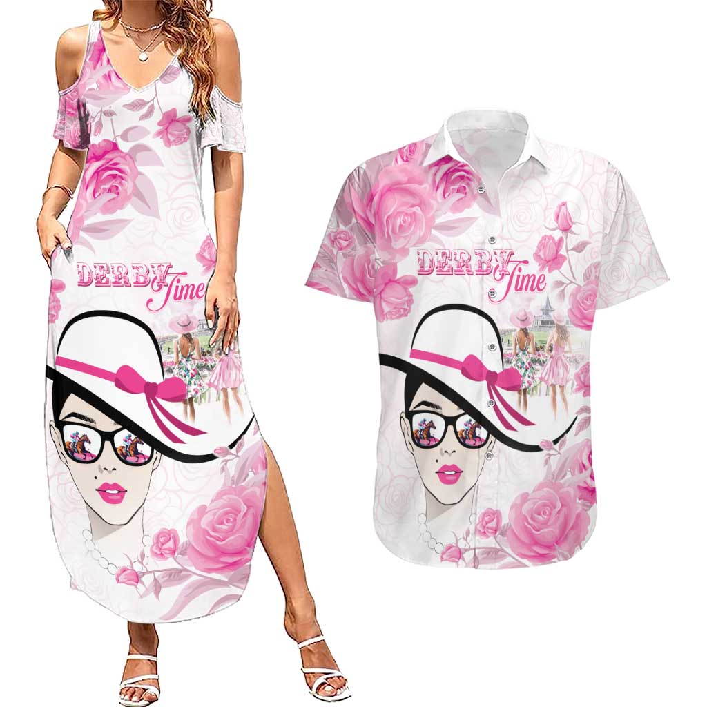 Kentucky Horse Racing Couples Matching Summer Maxi Dress and Hawaiian Shirt Fancy Ladies