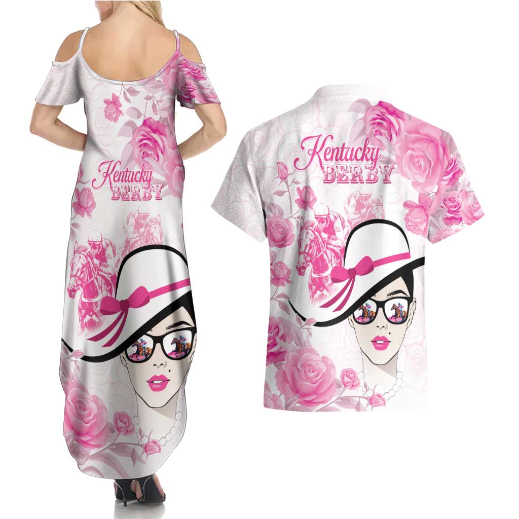 Kentucky Horse Racing Couples Matching Summer Maxi Dress and Hawaiian Shirt Fancy Ladies
