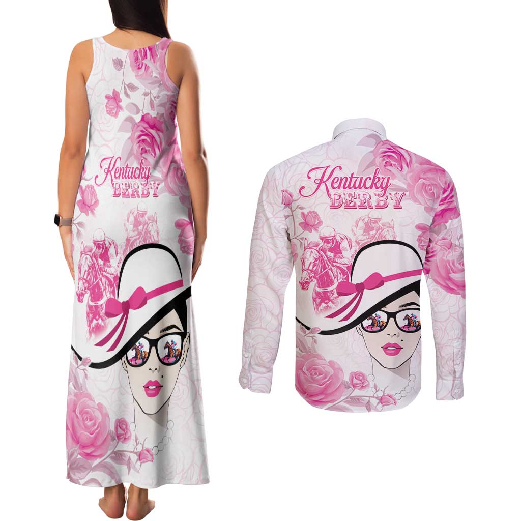 Kentucky Horse Racing Couples Matching Tank Maxi Dress and Long Sleeve Button Shirt Fancy Ladies