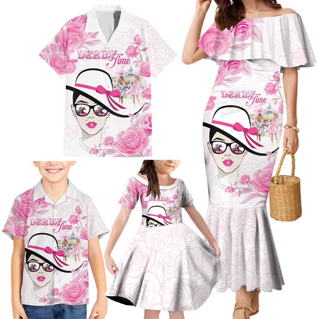Kentucky Horse Racing Family Matching Mermaid Dress and Hawaiian Shirt Fancy Ladies