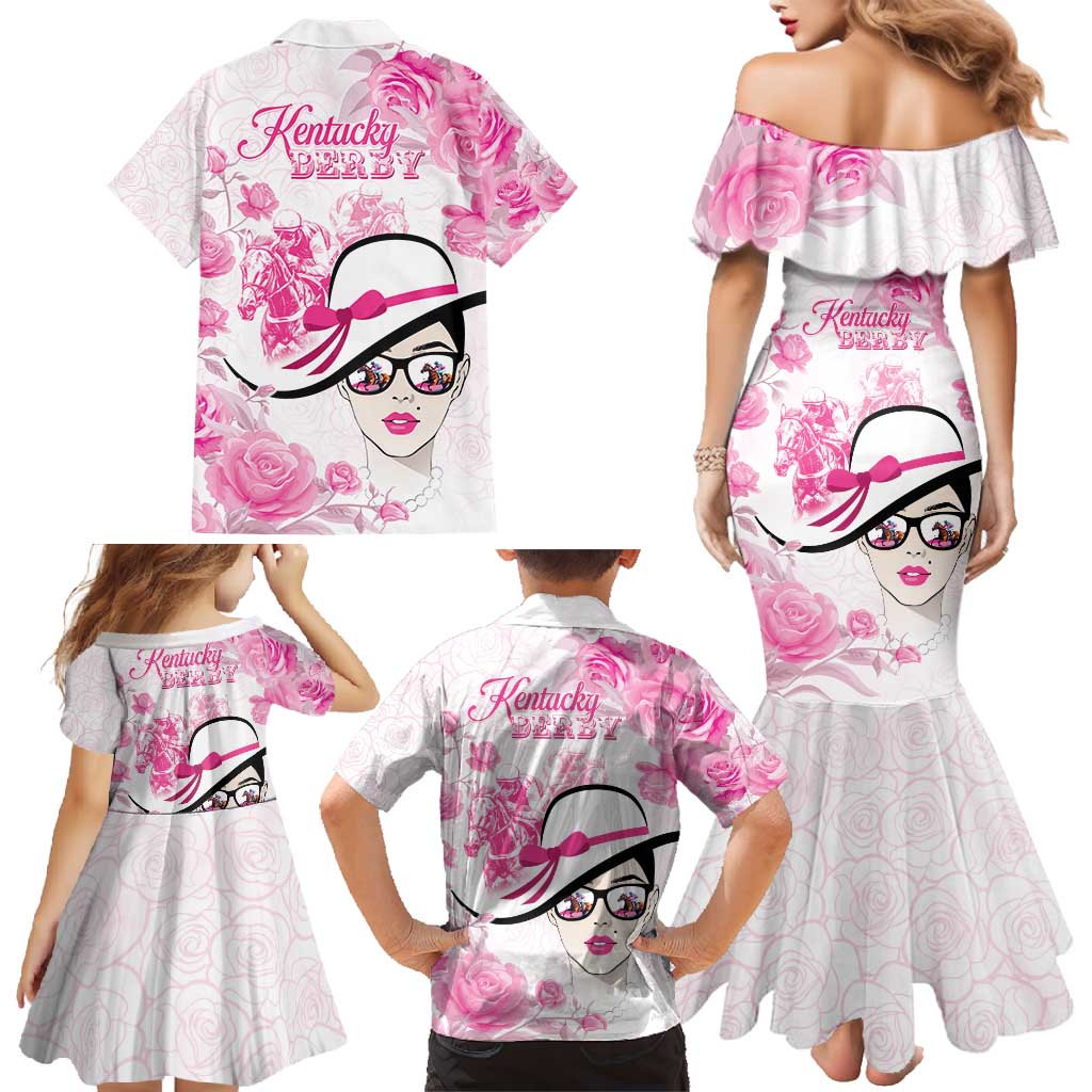 Kentucky Horse Racing Family Matching Mermaid Dress and Hawaiian Shirt Fancy Ladies