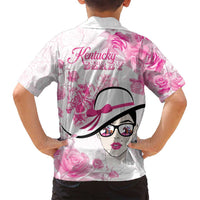 Kentucky Horse Racing Family Matching Off Shoulder Short Dress and Hawaiian Shirt Fancy Ladies