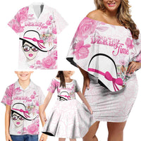 Kentucky Horse Racing Family Matching Off Shoulder Short Dress and Hawaiian Shirt Fancy Ladies