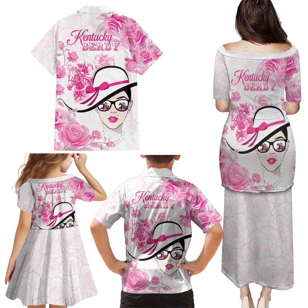 Kentucky Horse Racing Family Matching Puletasi and Hawaiian Shirt Fancy Ladies