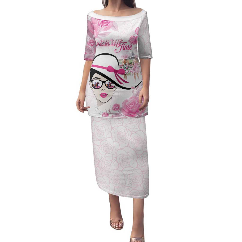 Kentucky Horse Racing Family Matching Puletasi and Hawaiian Shirt Fancy Ladies