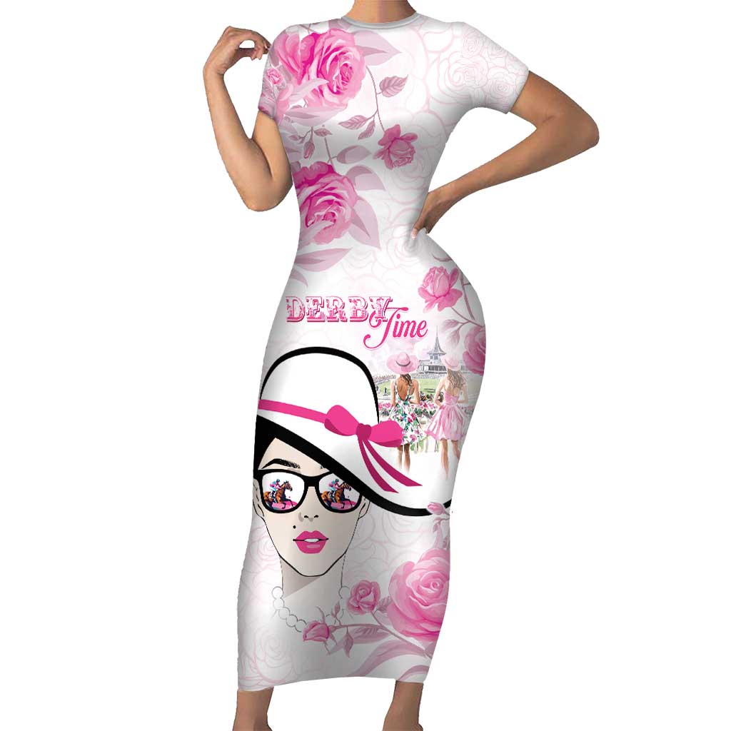 Kentucky Horse Racing Family Matching Short Sleeve Bodycon Dress and Hawaiian Shirt Fancy Ladies