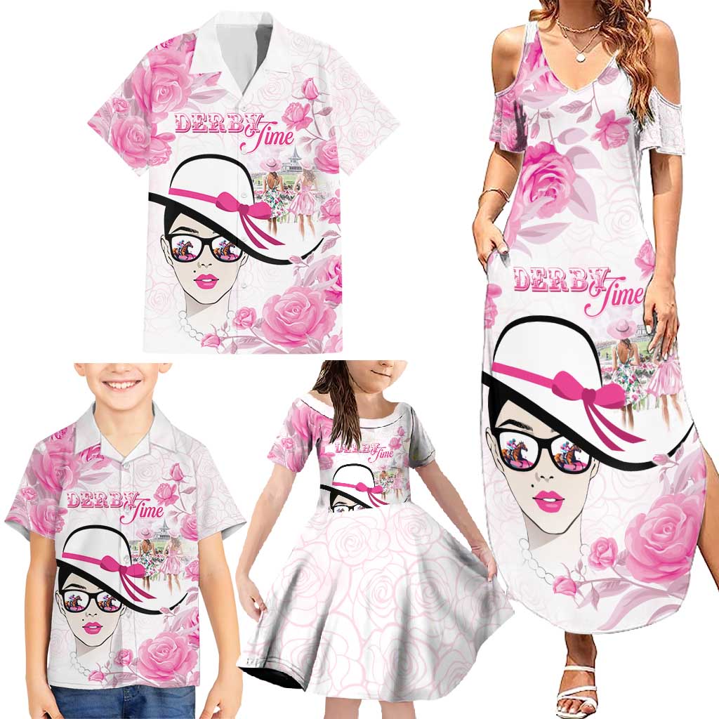 Kentucky Horse Racing Family Matching Summer Maxi Dress and Hawaiian Shirt Fancy Ladies
