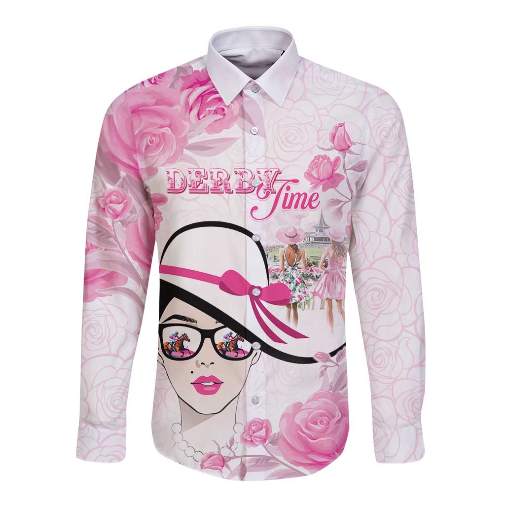 Kentucky Horse Racing Long Sleeve Button Shirt Fancy Ladies