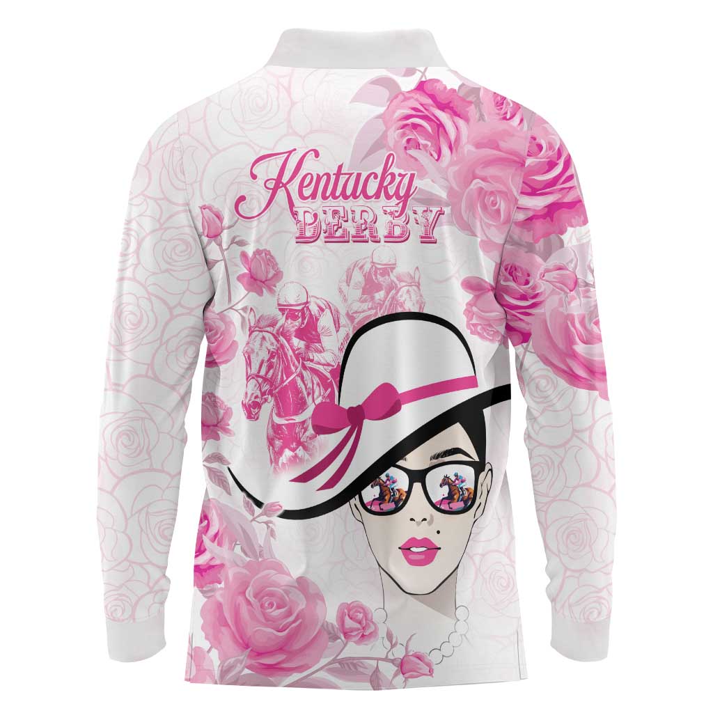 Kentucky Horse Racing Long Sleeve Polo Shirt Fancy Ladies