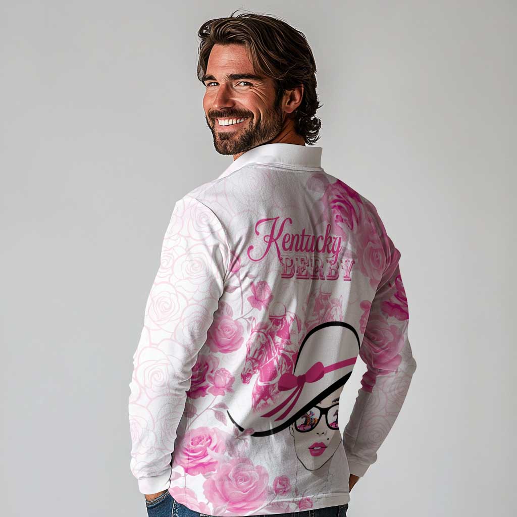 Kentucky Horse Racing Long Sleeve Polo Shirt Fancy Ladies