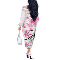 Kentucky Horse Racing Off The Shoulder Long Sleeve Dress Fancy Ladies