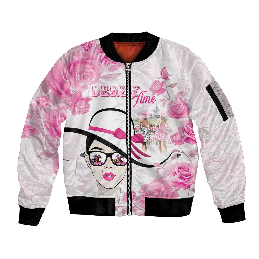 Kentucky Horse Racing Sleeve Zip Bomber Jacket Fancy Ladies