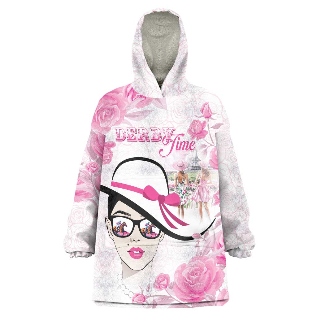 Kentucky Horse Racing Wearable Blanket Hoodie Fancy Ladies