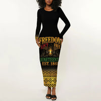 Juneteenth 1865 Long Sleeve Bodycon Dress Freedom Ain't Free