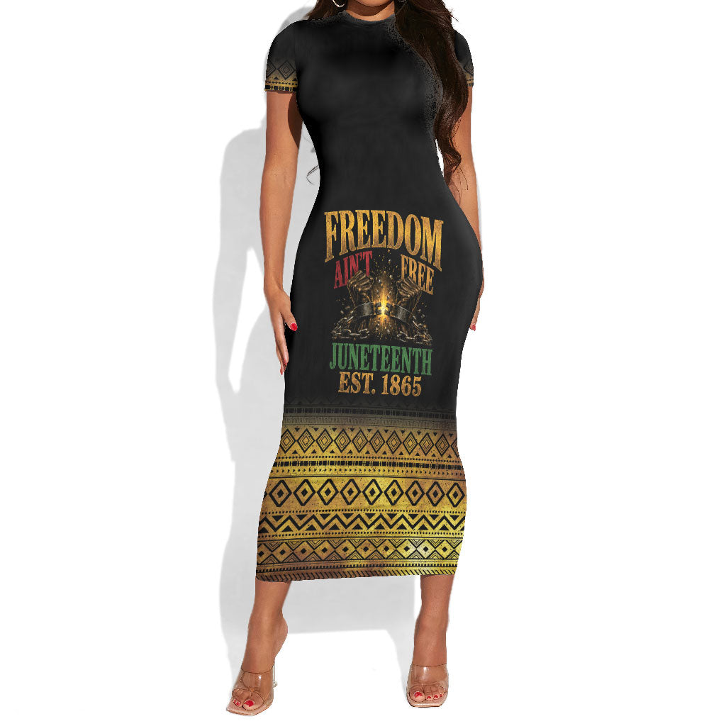 Juneteenth 1865 Short Sleeve Bodycon Dress Freedom Ain't Free