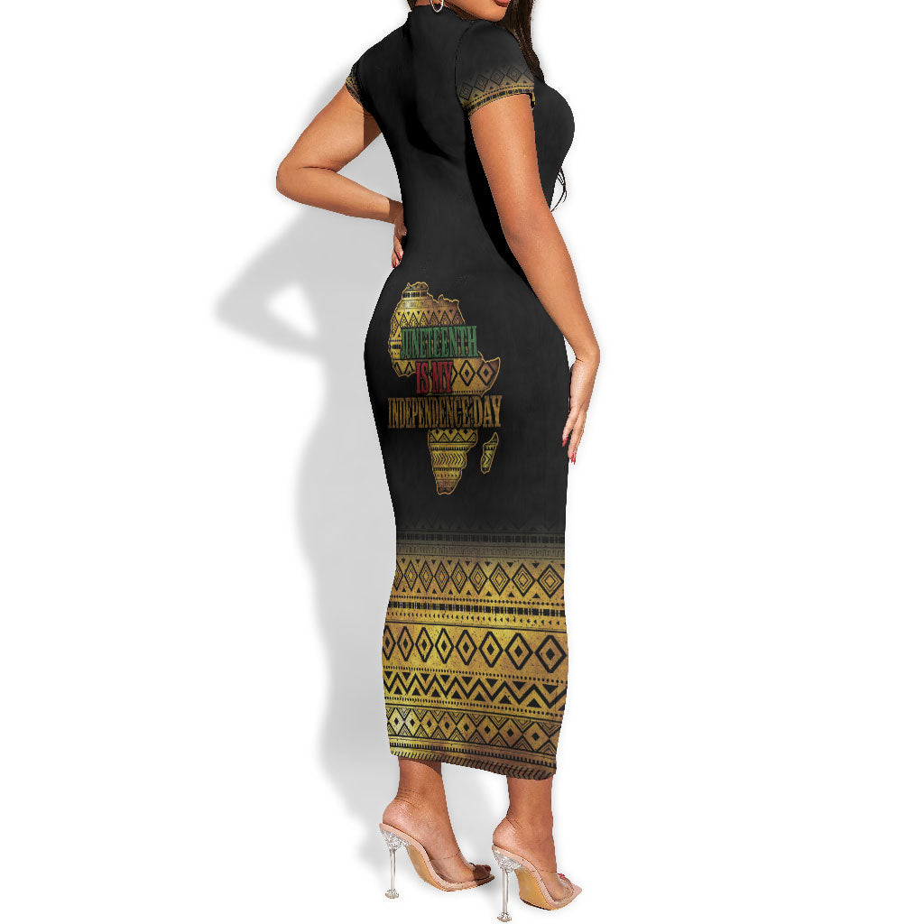Juneteenth 1865 Short Sleeve Bodycon Dress Freedom Ain't Free