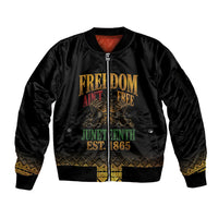 Juneteenth 1865 Sleeve Zip Bomber Jacket Freedom Ain't Free