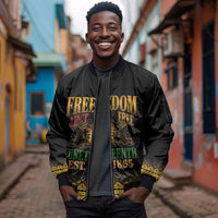Juneteenth 1865 Sleeve Zip Bomber Jacket Freedom Ain't Free