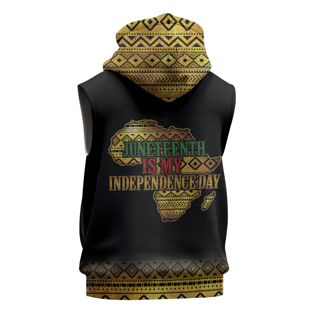 Juneteenth 1865 Sleeveless Zip Hoodie Freedom Ain't Free