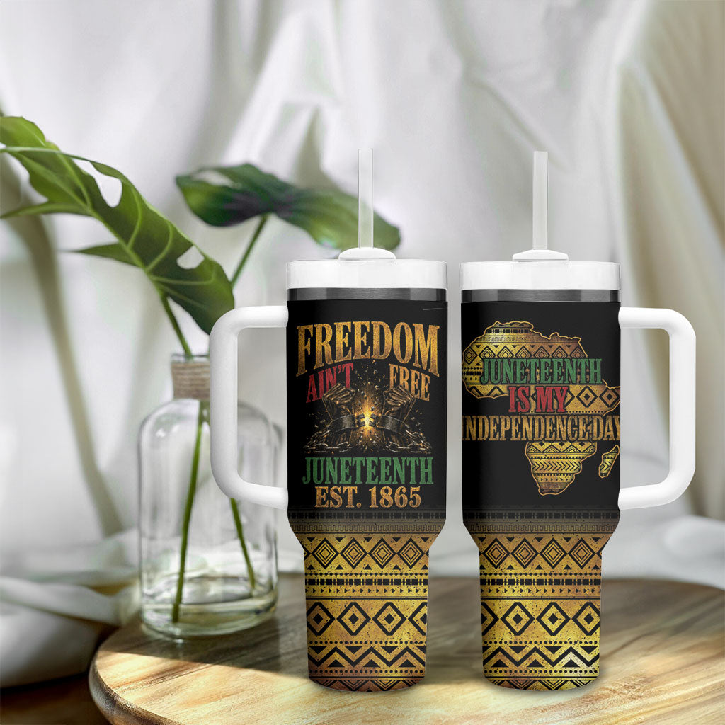 Juneteenth 1865 Tumbler With Handle Freedom Ain't Free