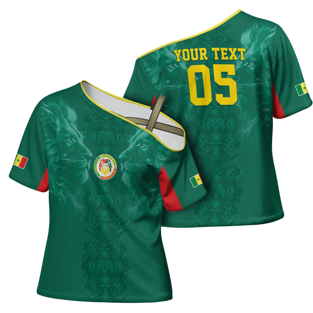 Custom Senegal Football Cross Shoulder Shirt Lions Of Teranga Sporty Style