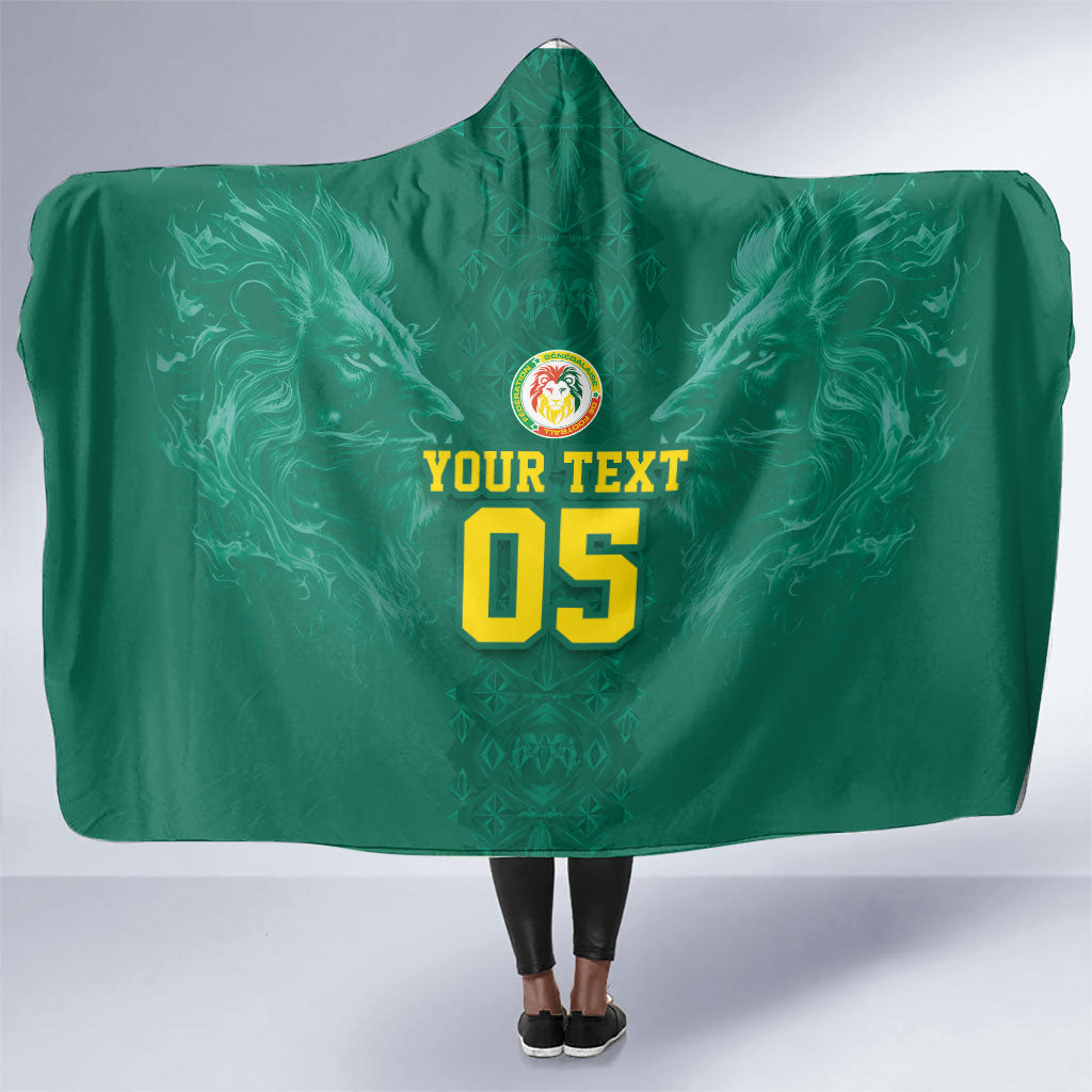 Custom Senegal Football Hooded Blanket Lions Of Teranga Sporty Style
