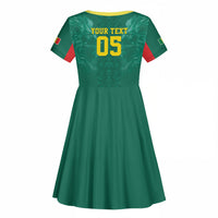 Custom Senegal Football Kid Short Sleeve Dress Lions Of Teranga Sporty Style