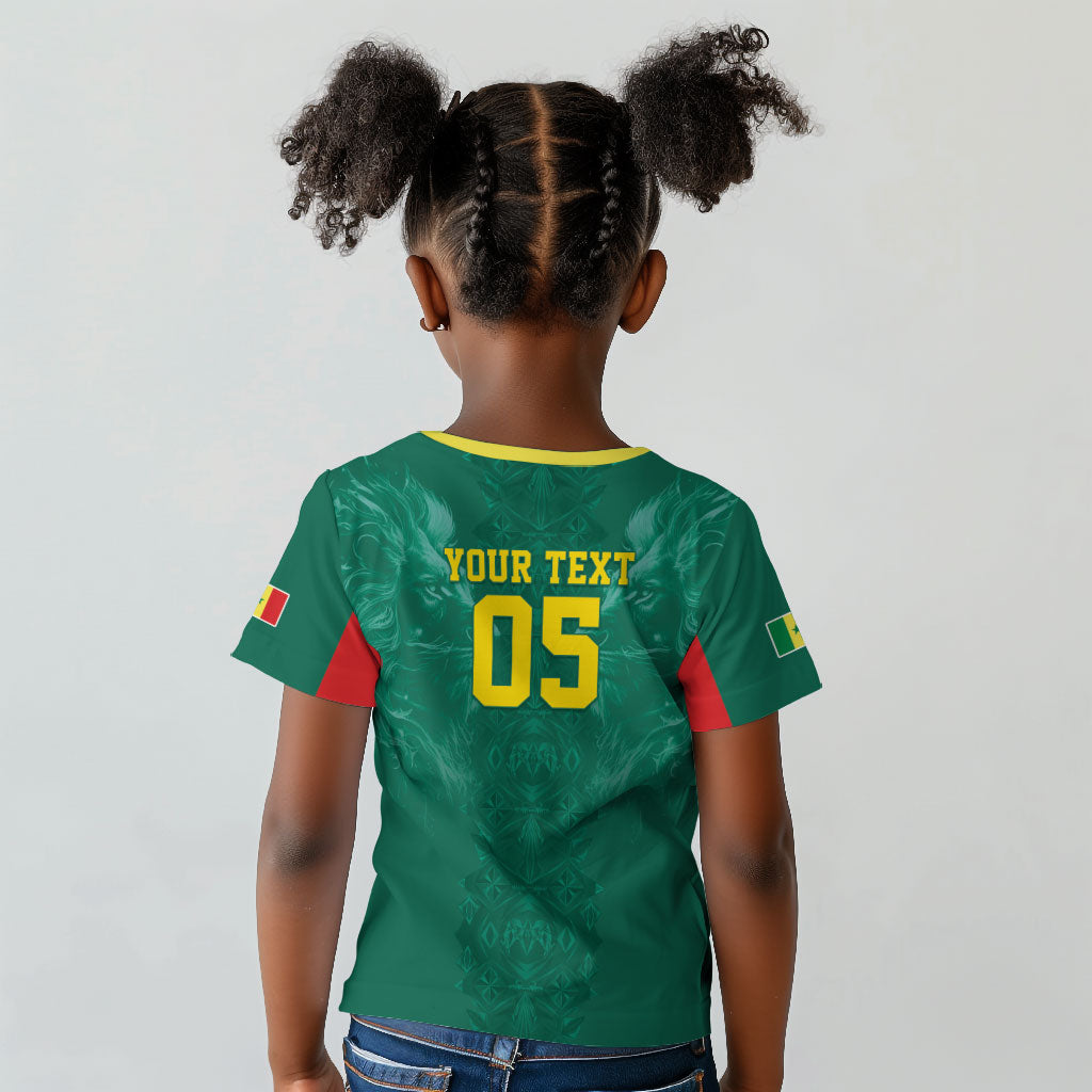 Custom Senegal Football Kid T shirt Lions Of Teranga Sporty Style
