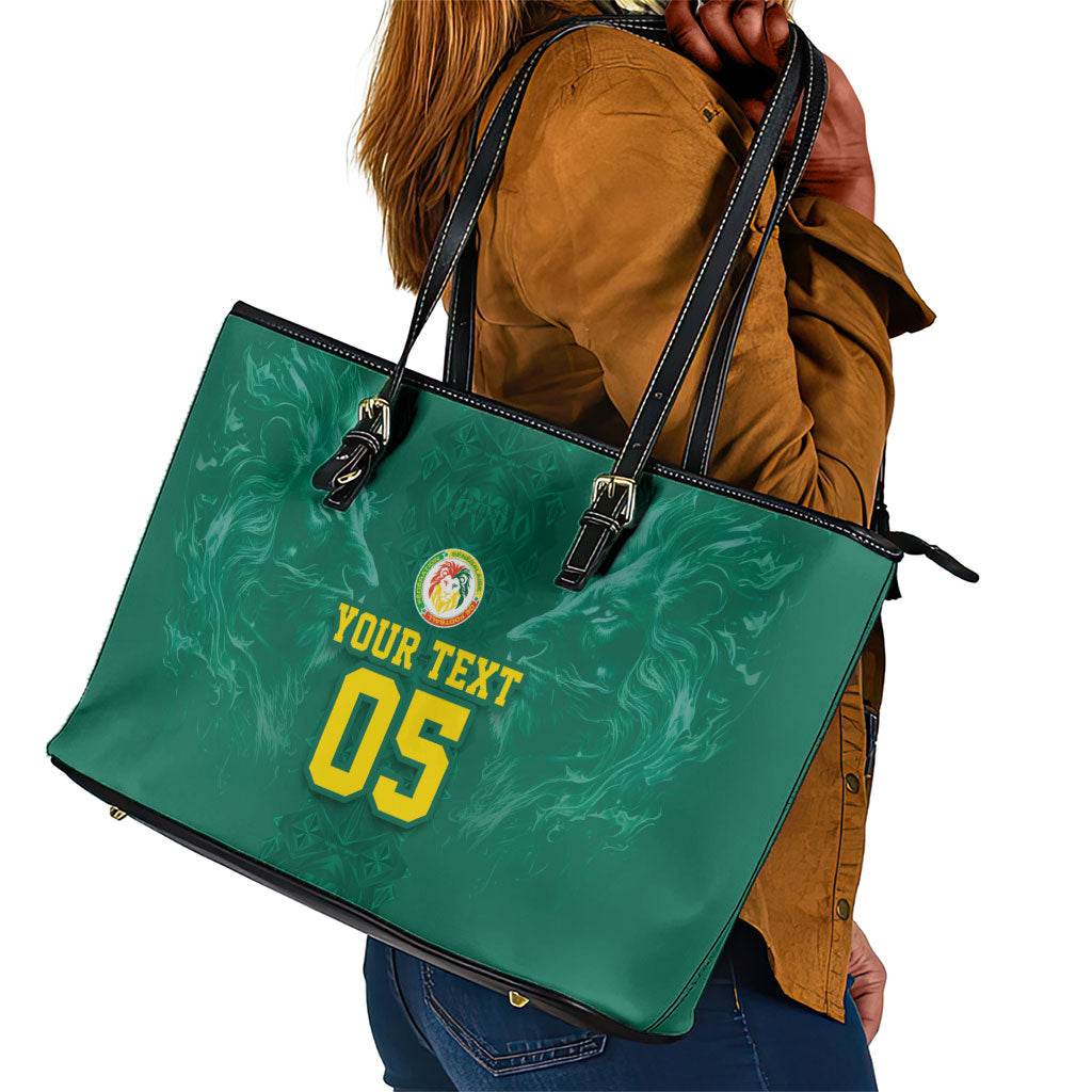 Custom Senegal Football Leather Tote Bag Lions Of Teranga Sporty Style