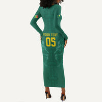 Custom Senegal Football Long Sleeve Bodycon Dress Lions Of Teranga Sporty Style