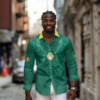 Custom Senegal Football Long Sleeve Button Shirt Lions Of Teranga Sporty Style