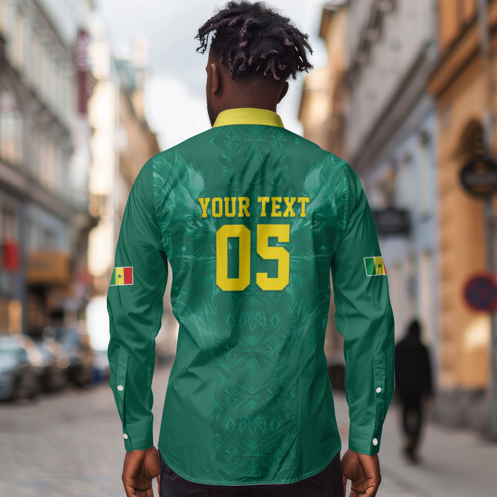 Custom Senegal Football Long Sleeve Button Shirt Lions Of Teranga Sporty Style
