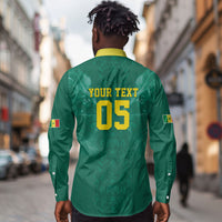 Custom Senegal Football Long Sleeve Button Shirt Lions Of Teranga Sporty Style