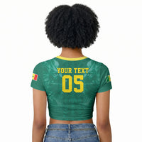 Custom Senegal Football Raglan Cropped T shirt Lions Of Teranga Sporty Style