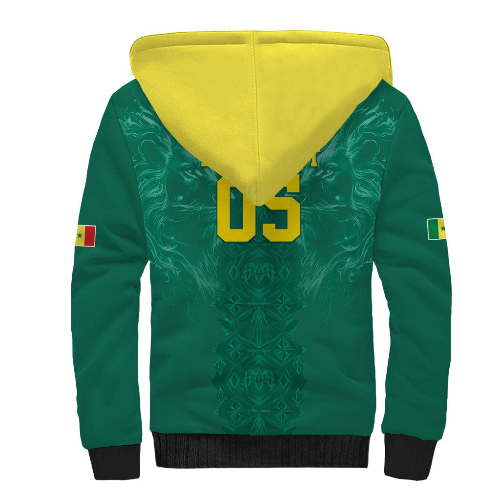 Custom Senegal Football Sherpa Hoodie Lions Of Teranga Sporty Style