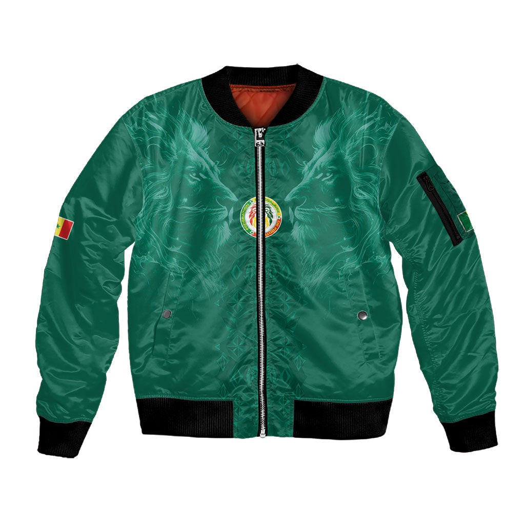 Custom Senegal Football Sleeve Zip Bomber Jacket Lions Of Teranga Sporty Style