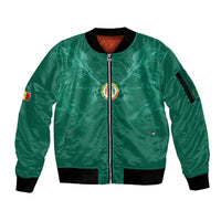 Custom Senegal Football Sleeve Zip Bomber Jacket Lions Of Teranga Sporty Style