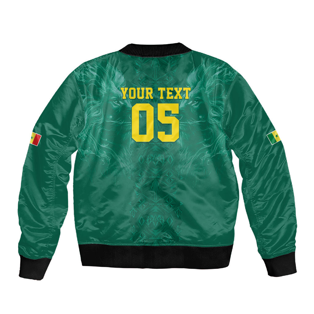 Custom Senegal Football Sleeve Zip Bomber Jacket Lions Of Teranga Sporty Style