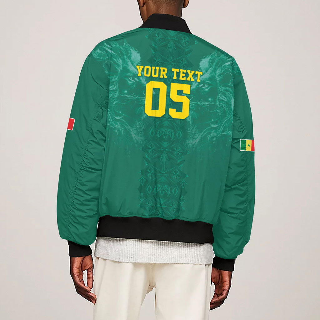 Custom Senegal Football Sleeve Zip Bomber Jacket Lions Of Teranga Sporty Style