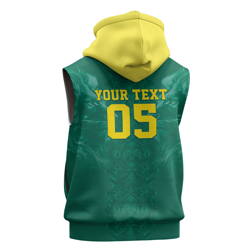 Custom Senegal Football Sleeveless Zip Hoodie Lions Of Teranga Sporty Style