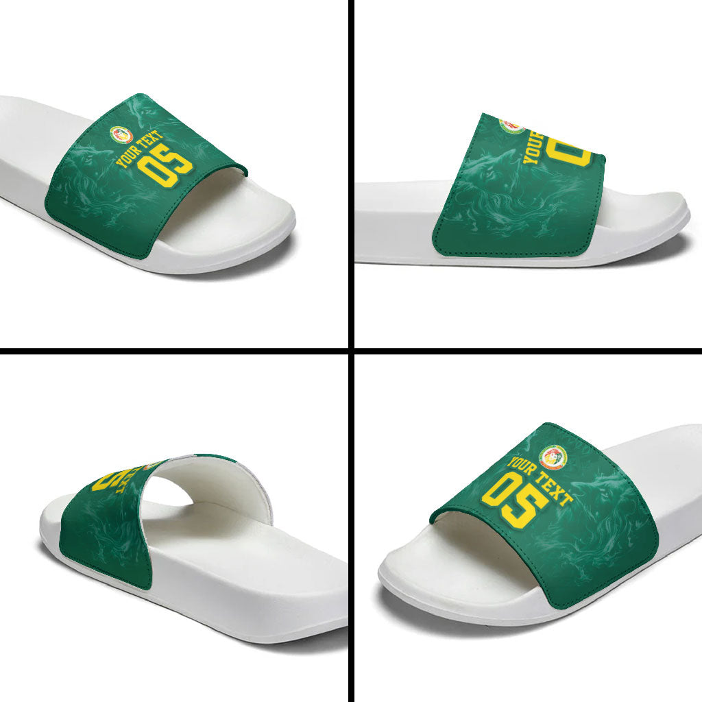 Custom Senegal Football Slide Sandals Lions Of Teranga Sporty Style