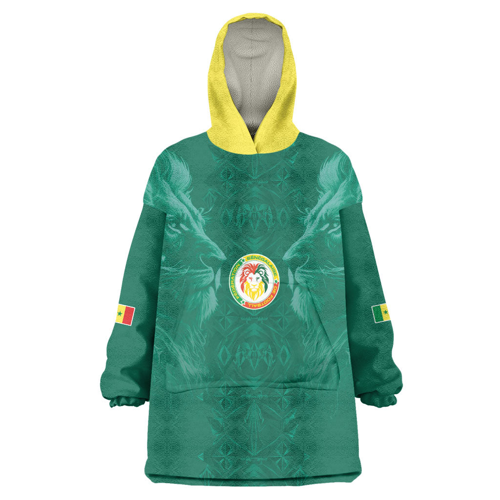Custom Senegal Football Wearable Blanket Hoodie Lions Of Teranga Sporty Style