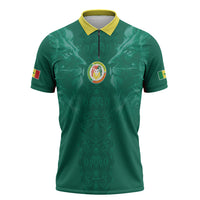 Custom Senegal Football Zipper Polo Shirt Lions Of Teranga Sporty Style