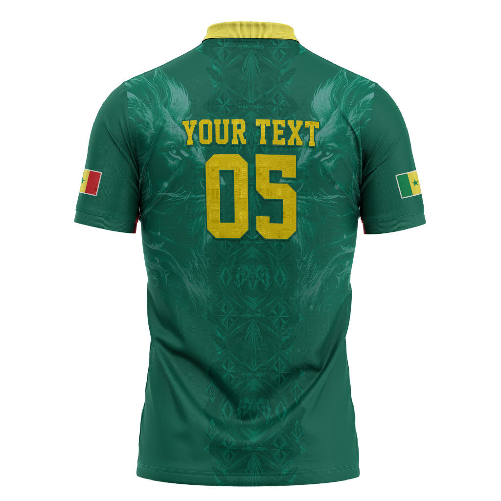 Custom Senegal Football Zipper Polo Shirt Lions Of Teranga Sporty Style