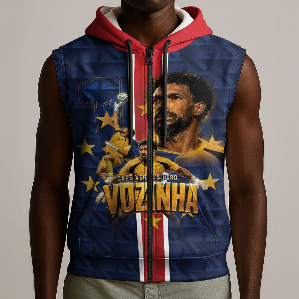 Custom Vozinha Goalkeeper Hero Cabo Verde Football 2026 Sleeveless Zip Hoodie